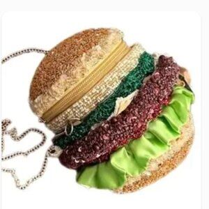 Hand Made in India Beaded Hamburger Bag Crossbody Rare Unique Viral Tik Tok